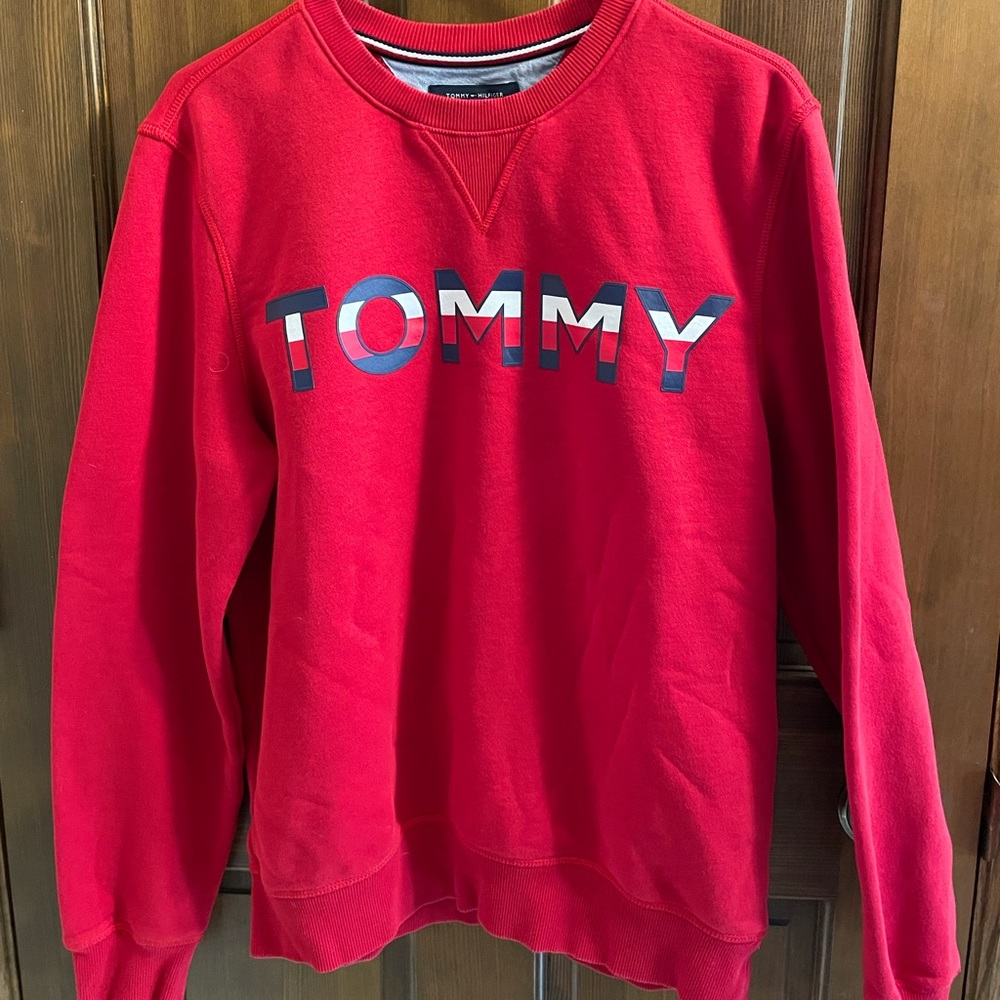 red tommy hilfiger sweater in size medium
